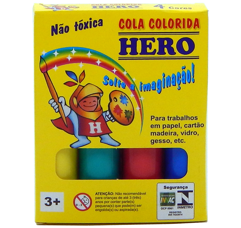 Cola Colorida Hero Estojo com 4 Cores