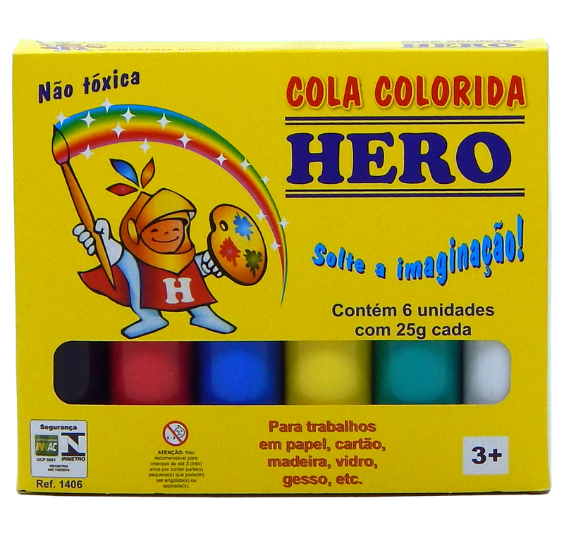Cola Colorida Hero Estojo com 6 Cores